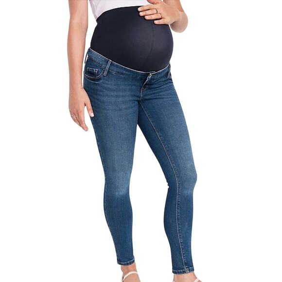 Old Navy 0L Maternity Rockstar Super Skinny Full Panel Distressed Denim Jeans - Picture 1 of 8